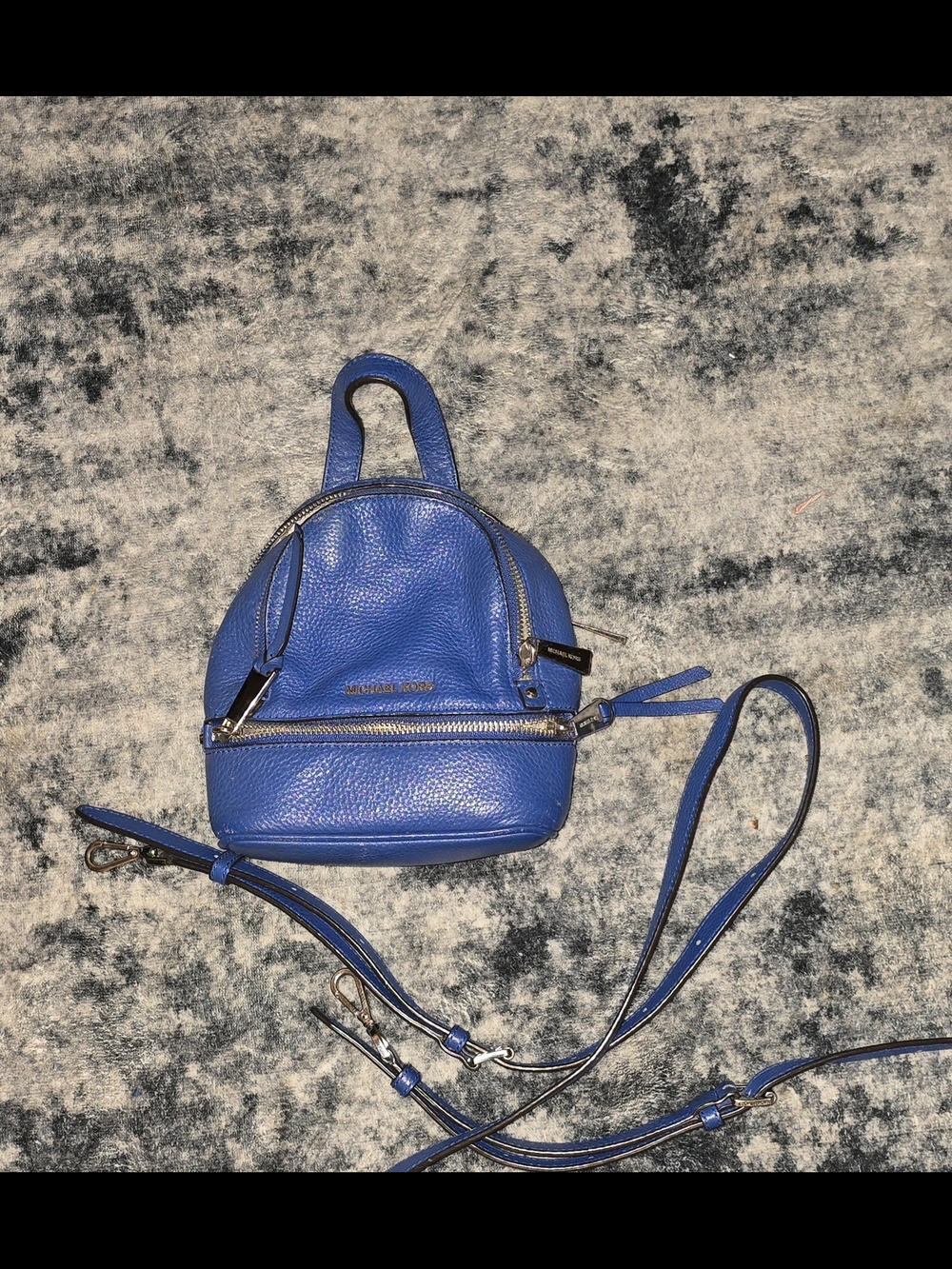 Michael Kors Electric Blue Pebbled Leather Mini Backpack
